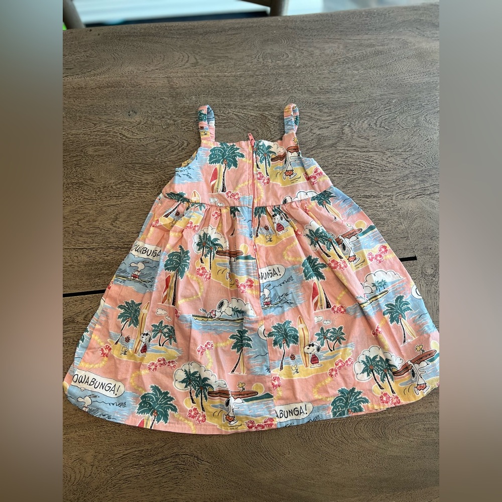 Reyn Spooner x Peanuts Girls Sundress Size 2 T Surfing Snoopy Back Zip - Picture 7 of 11